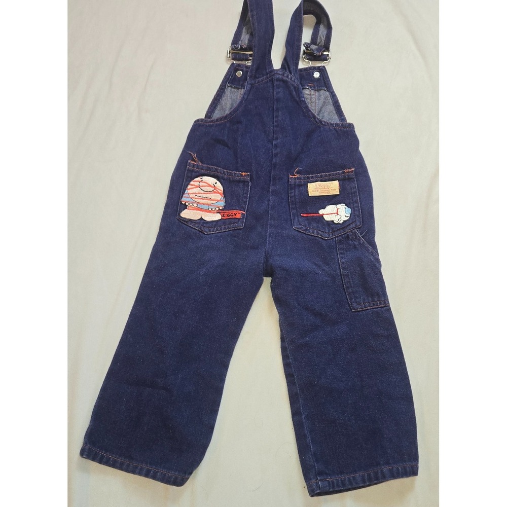 Vintage Gia Togs Ziggy Dark Denim Overalls Unisex Kid's Size 4T 28" L 12" Inseam